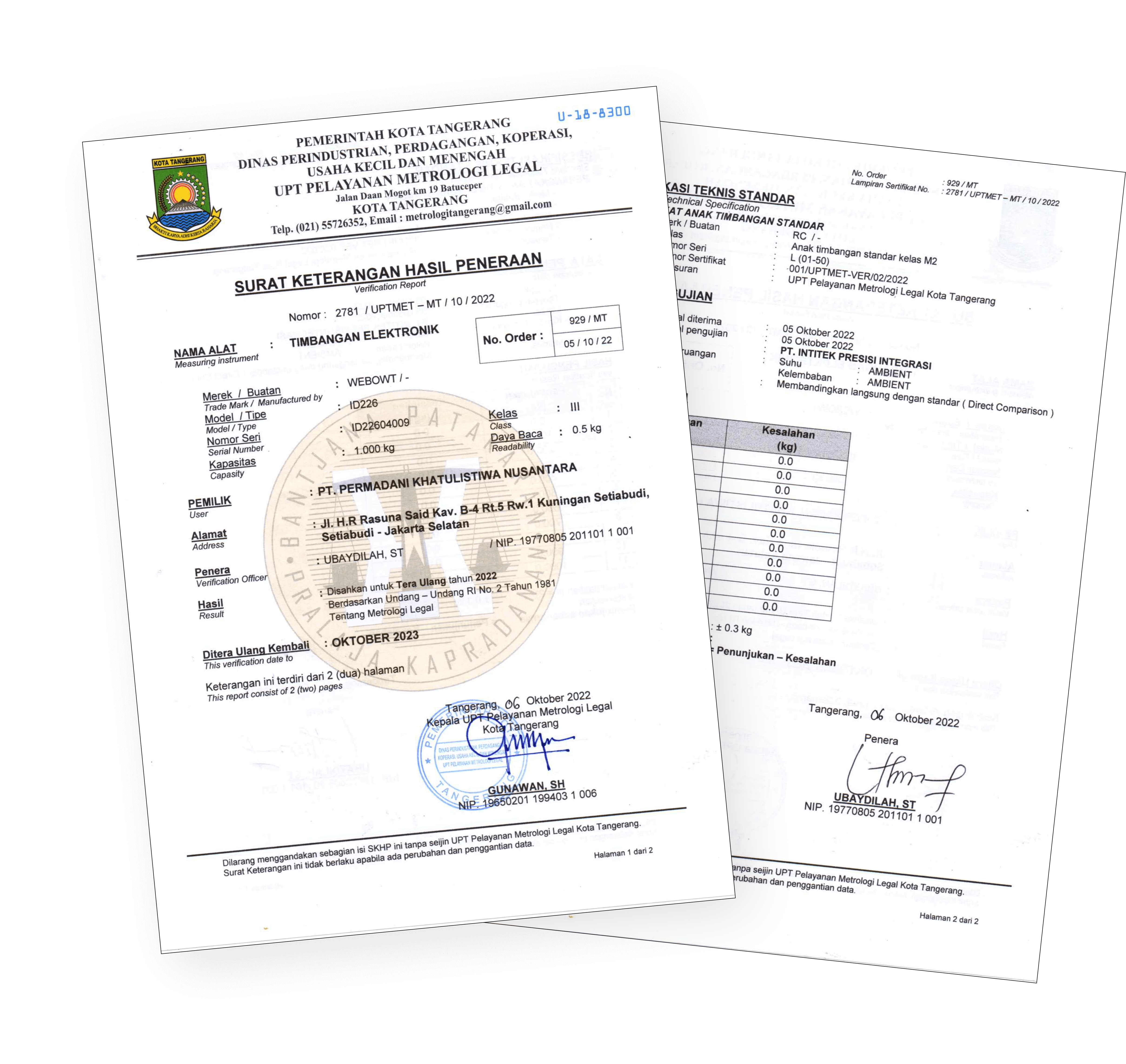 Sertifikat Kalibrasi