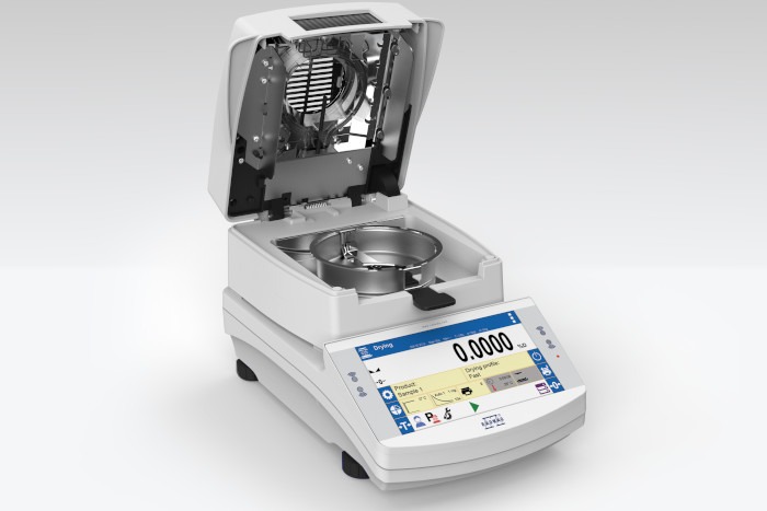 Moisture analyzer untuk pemeriksaan sampel produk olahan hasil pertanian.